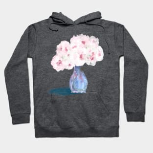 Blue Vase Pink Flowers Hoodie